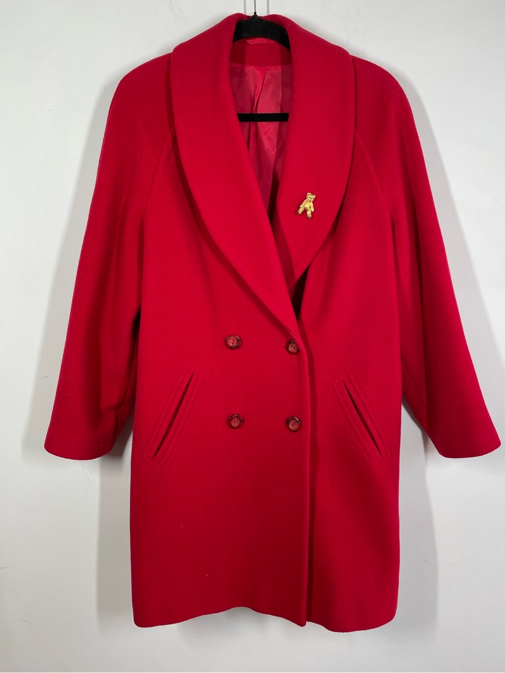 Vintage Women's Red Double Breasted Wool Coat Size 12 Quiet Luxury Old Money
